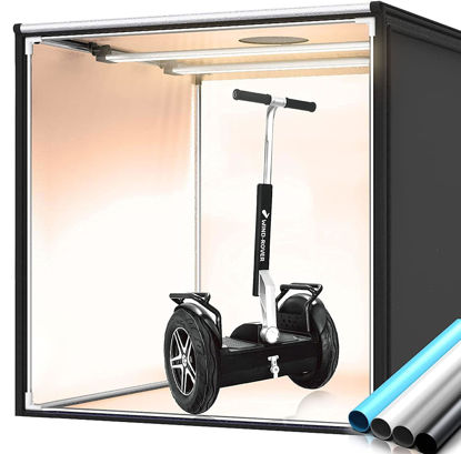 Picture of Photo Box, Travor Bi-Color Photo Studio Box, 39"/100cm Dimmable Photo Booth Shooting Tent Tabletop Photography Lighting Kit with 252 LED Lights, 13000LM, 4 Color Backdrops for Product Photography