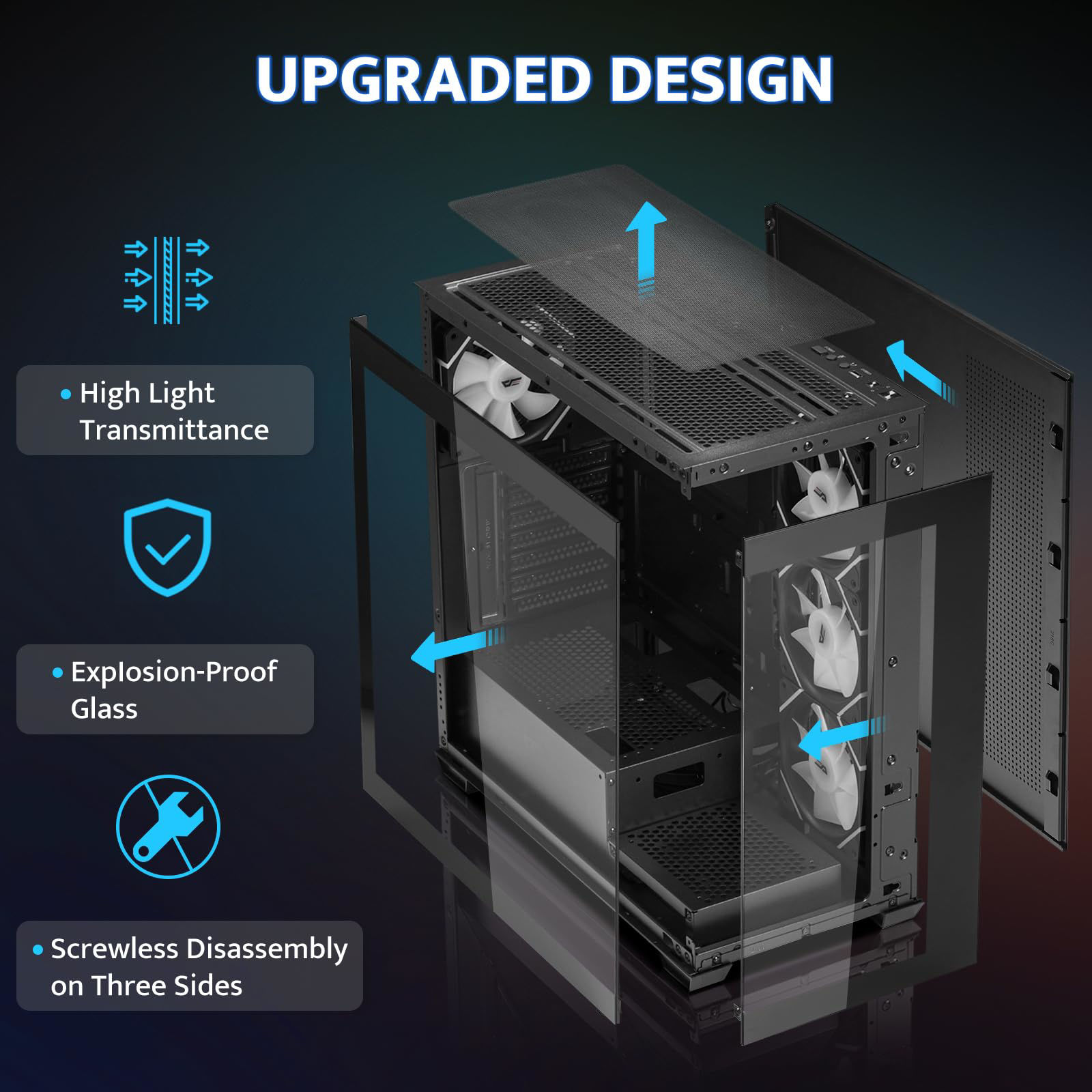 GetUSCart- darkFlash ATX Mid-Tower PC Case, Pre-Install 4 PWM ARGB Fans ...