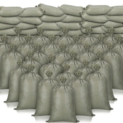 Picture of Nuenen Heavy Duty Sand Bags with Ties Empty Woven Polypropylene Sand Bags Bulk for Hurricane Flooding, Sand Bags Flood Protection, Store Bags, 14" x 26" (400 Pieces)