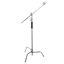 Picture of Flashpoint 10' C Light Stand on Turtle Base Kit with Two Tier Spring Loaded Riser Column, Two 3" GOBO Heads, Baby Pin and 40" Grip Arm, Chrome, a C Stand for Cinema and Still Studios