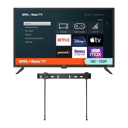 Picture of ONN 32-inch Roku Smart TV LED + Free Wall Mount with Wi-Fi Connectivity and Mobile App | Flat Screen TV Compatible with Apple Home Kit | Alexa and Google Assistant (Renewed)