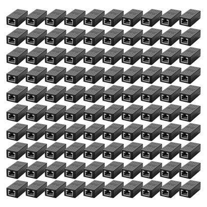 Picture of ZUZONG 100 PCS Gigabit RJ45 Coupler, Ethernet Extender Connector in Line Coupler for Cat8/Cat7/Cat6/Cat5e/Cat5 Ethernet Cable Extender Adapter Female to Female (Black)