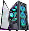Picture of MUSETEX ATX PC Case Pre-Install 6 PWM ARGB Fans, Polygonal Mesh Computer Gaming Case, Opening Tempered Glass Side Panel Mid-Tower Case, USB 3.0 x 2, Black, NN8