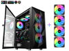 Picture of SAMA 3509 ATX Mid Tower Computer Case Steel Mesh Front Tempered Glass with Open Door 4 ARGB Fans Pre-Install USB3.0X2 360mm AIO Support at Front Black