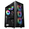 Picture of SAMA 3509 ATX Mid Tower Computer Case Steel Mesh Front Tempered Glass with Open Door 4 ARGB Fans Pre-Install USB3.0X2 360mm AIO Support at Front Black