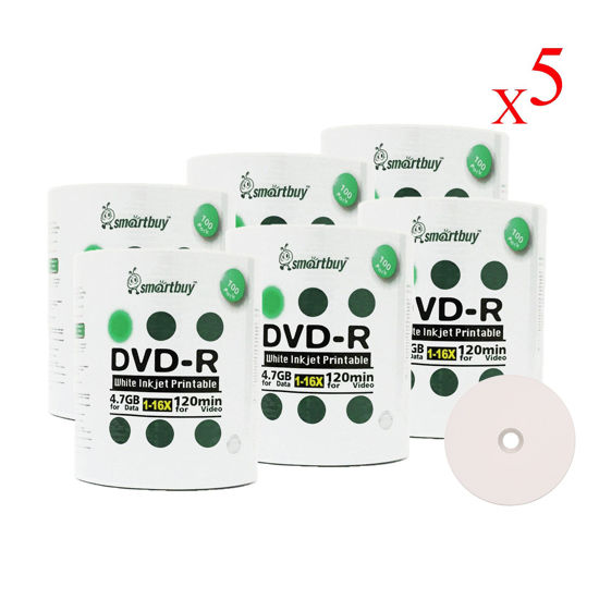 GetUSCart- Smartbuy 4.7gb/120min 16x DVD-R White Inkjet Hub Printable ...