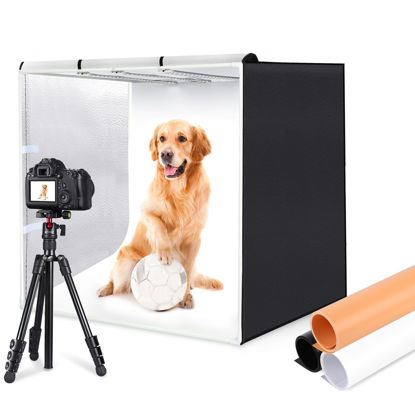 Picture of PULUZ 32"x32" Light Box Photography, Large Photo Light Box with 3 Stepless Dimming Light Panel, 234 LED Beads, Professional Photo Booth Shooting Tent Kit with 3 Color Backdrops for Product Photography