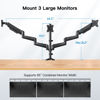 Picture of HUANUO Triple Monitor Mount for 17 to 32 inch Screens, Gas Springs Adjustment Triple Monitor Stand with Swivel, Tilt, Rotation, Clamp & Grommet Kit (Black)