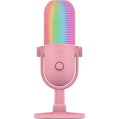Picture of Razer Seiren V3 Chroma RGB USB Microphone: Stream & Game Reactive Lighting - Tap-to-Mute Sensor - Condenser Mic - Digital Gain Limiter & Shock Absorber - PC, Discord, OBS Studio, XSplit - Quartz Pink