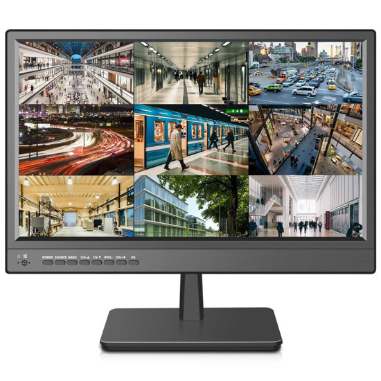 Picture of Jexiop 17inch Security Monitor,Wall-Mounted Monitor Supports USB/Full Format Video Playback,CCTV Monitor with AV/HDMI Input/VGA/Headphone Output,Built-in Speaker, Remote Control