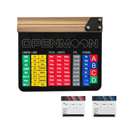 Picture of OPENMOON Clap Board Cut Action Scene Clapper Board Slate Comes with 68pcs Filter Tags on The Back (Blue)