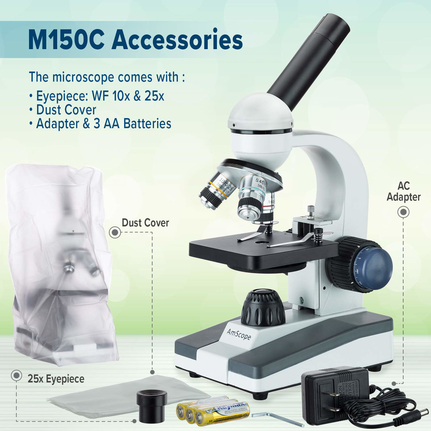 GetUSCart- AmScope M150 Series Portable LED Monocular Student Compound ...