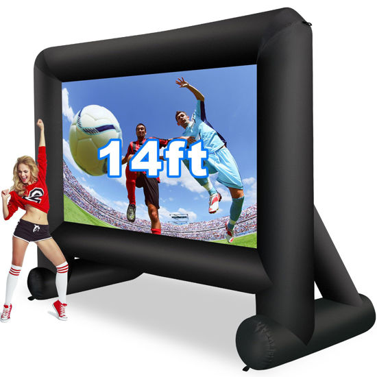 Picture of GZKYYLEGS 14 Feet Indoor and Outdoor Inflatable Blow up Mega Movie Projector Screen with Carry Bag for Front and Rear Projection