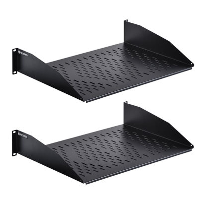 Picture of RackPath 2U Cantilever Universal Rack Shelf - 14in Deep - Rackmount Shelf for 19’’ AV/Network Equipment Racks - 55lbs Capacity - 2 Pack