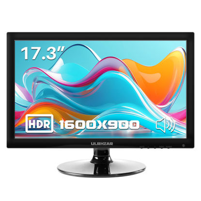 Picture of Ulrhzar 17.3 Inch Security Camera Monitor, PC Desktop Monitor 16:9, CCTV Monitor 60Hz LCD Display Screen with HDMI VGA,Built-in Speakers for CCTV Security DVR NVR Raspberry Pi, Wall Mounting 1600x900
