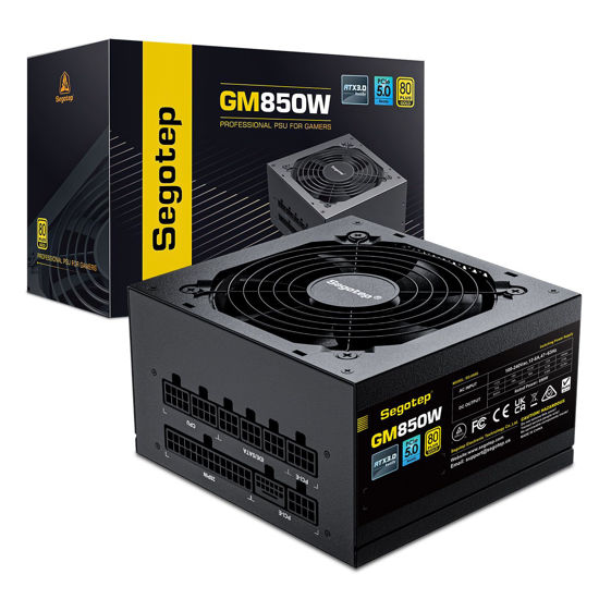 Picture of Segotep GM850 Power Supply 850W, PCIe 5.0 & ATX 3.0 Full Modular 80 Plus Gold Certified Gaming PSU for NVIDIA RTX 20/30/40 Series and AMD Graphics Cards, 100% Japanese 105°C Capacitor