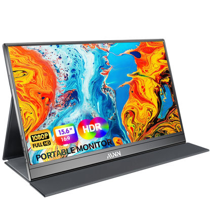 Picture of MNN Portable Monitor 15.6inch FHD 1080P USB C HDMI Gaming Ultra-Slim IPS Display w/Smart Cover & Speakers,HDR Plug&Play, External Monitor for Laptop PC Phone Mac