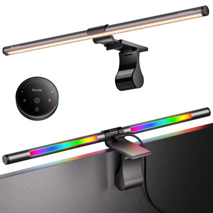 Picture of Quntis RGB Pro+ Monitor Light Bar with Remote, 15 Modes Gaming Backlight, 4 Colors & Brightness Dimmable Fronlight, 20" Ra95 Eye-Care Monitor Lamp, No Screen Glare, Upgraded Clip for All Monitor