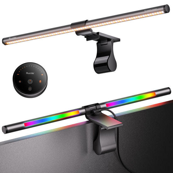 Picture of Quntis RGB Pro+ Monitor Light Bar with Remote, 15 Modes Gaming Backlight, 4 Colors & Brightness Dimmable Fronlight, 20" Ra95 Eye-Care Monitor Lamp, No Screen Glare, Upgraded Clip for All Monitor