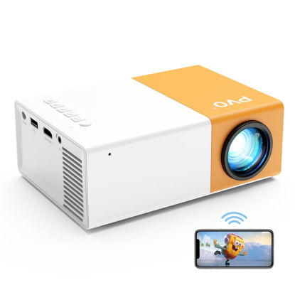 Picture of Projector, PVO WiFi Projector 1080P Portable Movie Projector, Phone Screen Can be Mirrored to the Projector Wirelessly or by Data Cable, Compatible with Smartphone/ Tablet/ Laptop/TV Stick/USB Drive