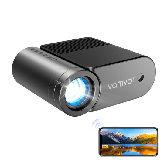 Picture of Portable Projector, Vamvo WiFi Projector 1080P 200" Portable Movie Projector, Outdoor Projector with Stylish streamlined Design, Compatible with phone/ Tablet/ Laptop/ TV Stick/ PS4 etc.