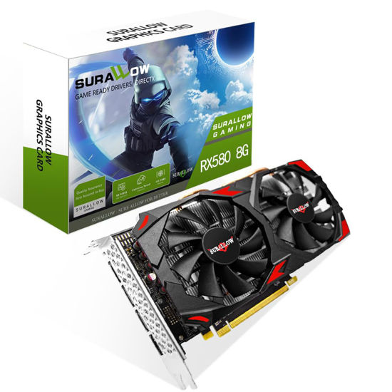 Picture of SURALLOW RX 580 8GB Graphics Card, 2048SP,GDDR5,256 Bit Graphics Card for Gaming PC,PCIE 3.0,Twin Freeze Fans Computer Video Card with HDMI/DP/Ports（Style 1）