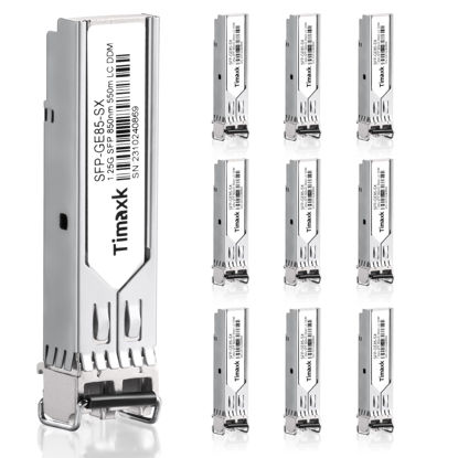 Picture of Timaxk 1.25G SFP 1000Base-SX, 850nm MMF, up to 550 Meters, LC Multi Mode 1G Fiber Transceiver Modular for Cisco, Meraki, Ubiquiti UniFi, Mikrotik, Intel, Netgear, D-Link, Qnap, Linksys and More