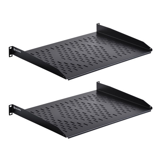 Picture of RackPath 1U Cantilever Universal Rack Shelf - 14in Deep - Rackmount shelf for 19’’ AV/Network Equipment Racks - 55lbs Capacity - 2Pack