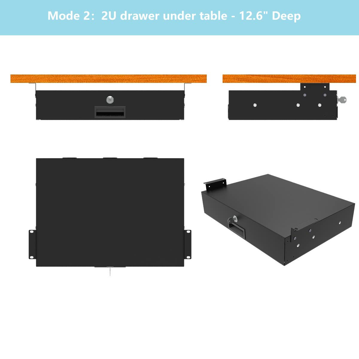 2U Server Rack Drawer - 19 Inch Lockable Storage For Data Centers & DJ Equipment