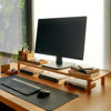 Picture of ROCDEER Bamboo Dual Monitor Shelf for 2 Monitors, Monitor Stand Riser, Underneath Storage for Desk Office Supplies, and Supports for Computer Monitor, Heavy TV Riser up to 130 lbs, Natural