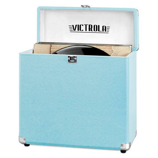 Picture of Victrola Vintage Vinyl Record Storage and Carrying Case, Fits all Standard Records - 33 1/3, 45 and 78 RPM, Holds 30 Albums, Perfect for your Treasured Record Collection, Turquoise