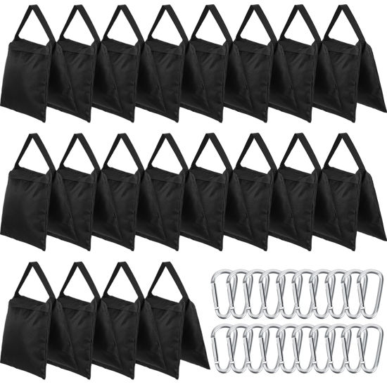 Picture of Nuogo 20 Pack Photography Sand Bags with 20 Pieces Hook Sturdy Heavy Duty Stage Weight Sandbag for Photography Photo Video Studio Boom Arm, Outdoor Patio Furniture