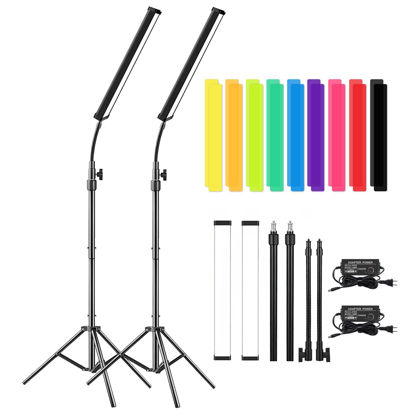 Picture of LED Video Light Stick Wand Kit-Photography Lighting with Adjustable Tripod Stand, 9 Color Filters, Gepege 2 Packs 5600K Dimmable Portable Video Studio Lighting for Live Streaming/Portrait/Vlog