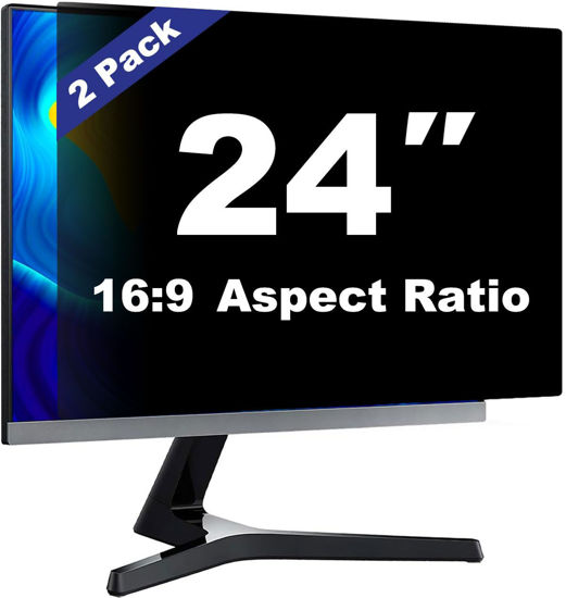 Picture of Pozlle 24 Inch Computer Privacy Screen Shield [2 Pack] for 16:9 Widescreen Desktop Monitor - Anti-Glare Blue Light Privacy Filter and Anti Spy Privacy Screen Protector Film