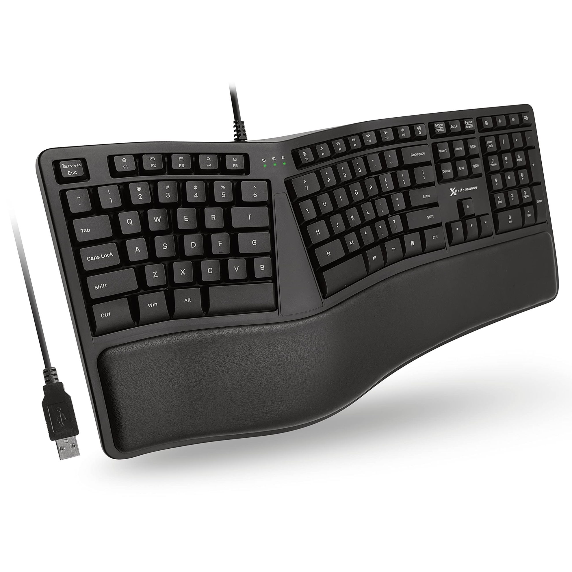 GetUSCart- X9 Wired Ergonomic Keyboard with Cushioned Wrist Rest - Type ...