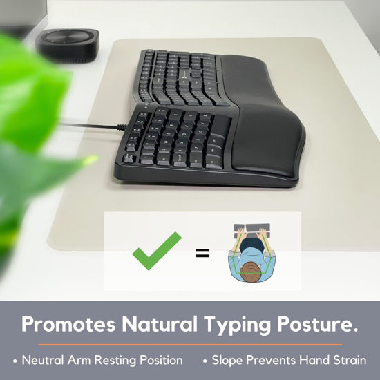 GetUSCart- X9 Wired Ergonomic Keyboard with Cushioned Wrist Rest - Type ...