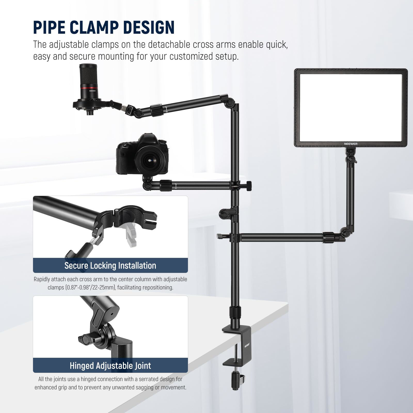 GetUSCart- NEEWER Overhead Camera Desk Mount Rig Stand with 2 Boom Arms ...