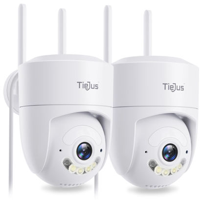 Picture of TIEJUS 5G Security Camera, 2K Wired Cameras for Home Security Outdoor, Motion Detection and Siren, Auto Tracking, 24/7 Recording, Color Night Vision, 2-Way Audio, IP66