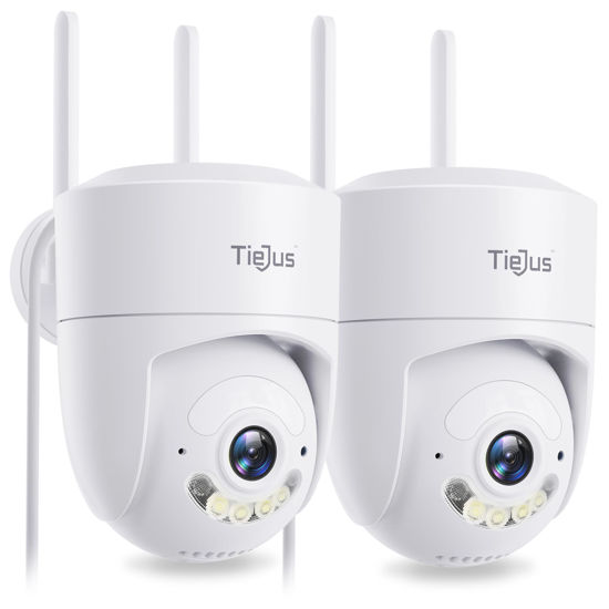 Picture of TIEJUS 5G Security Camera, 2K Wired Cameras for Home Security Outdoor, Motion Detection and Siren, Auto Tracking, 24/7 Recording, Color Night Vision, 2-Way Audio, IP66