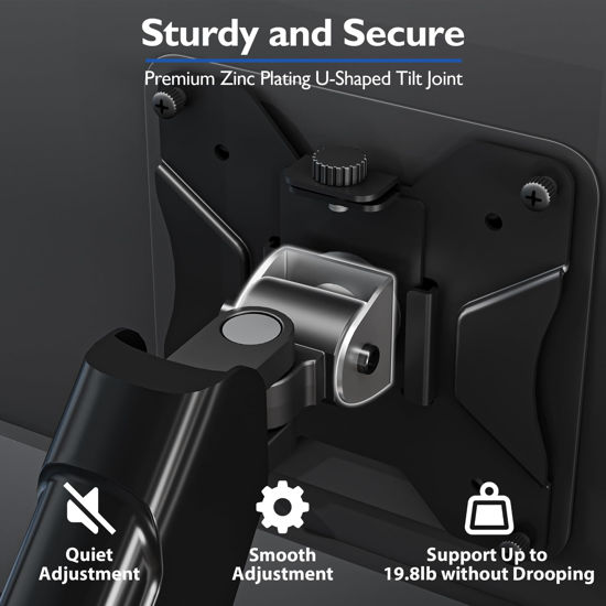 Suptek Gas Spring Single Arm Monitor Wall Mount For 13-32 Inch Screens - Full Motion Adjustable Arm Holds Up To 22lbs, VESA 75x75/100x100mm Bracket - View #6