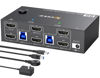 Picture of 8K HDMI KVM Switch 2 Monitors 2 Computers 8K@60Hz 4K@144Hz, MLEEDA USB 3.0 Dual Monitor KVM Switch for 2 Computer Share 2 Monitor and 4 USB3.0 HUB,Wired Remote,12V Power Adapter and USB Cable Included