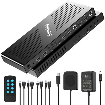 Picture of Siliking 4K HDMI KVM Switch for Dual Monitor Setup - Effortless Management of 2 Computers with 2 Monitors, Expanded Connectivity, Low Latency Switching, and Broad Compatibility