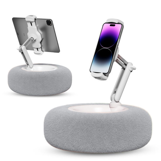 Picture of SupeDesk Tablet Pillow Stand for Reading, Adjustable Tablet Pillow Stand for Lap with Detachable Bowl, Fits 4.7"-13" Kindle/Phones/Tablets, Watch Videos, Stream Media, Gray