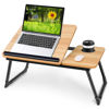 Picture of Adjustable Laptop Desk for Bed,Bed Table for Laptop,Laptop Stand for Bed,Lap Desk for Laptop,Foldable Bed Desk for Laptop and Writing,Portable Bed Tray Table with Cup Holder,Laptop Bed Tray Table