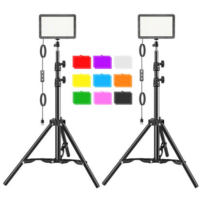 Picture of LED Video Light Kit 2Pcs, Hagibis Studio Lights 18 Color Filters for Photography Lighting with Adjustable Tripod Stand Streaming Lights for Photo Camera Recording Computer Zoom Stream TikTok YouTube