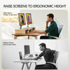 Picture of AMERIERGO Dual Monitor Stand Riser- 3 Shelf Screen Stand with Adjustable Length and Angle, 2 Extra Functional Slot Desktop Organizer Stand for PC, Computer, Laptop (Light Wood)