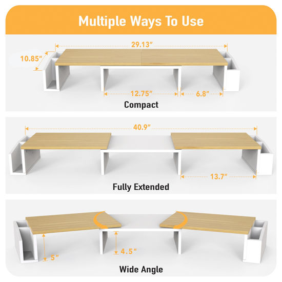 GetUSCart- Simple Houseware Desk Dual Monitor Stand Riser with Drawer, Oak