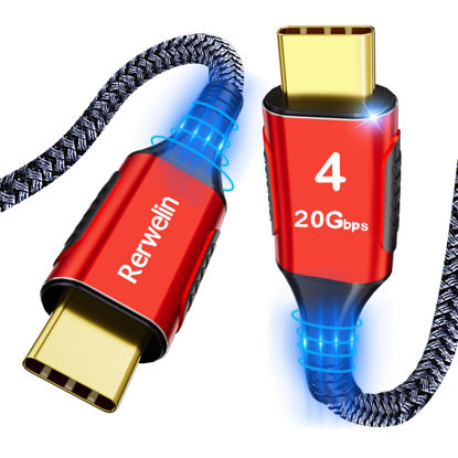 Picture of Rerwelin 15 FT for Long Thunderbolt 4 Cable 100W, 20Gbps USB 4 Cable with PD 3.0, 4K@60Hz USB C Cable for iPhone 15 Series, Thunderbolt 3, Docking, eGPU, SSD, Surface Pro, MacBook Pro, VR Headset
