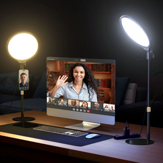 Picture of Ring Light with Stand for Zoom Meetings, 360° Rotate 10.5" Zoom Lighting for Computer Video Conference Light Desk Light, LED Full-Screen Zoom Light with Phone Holder for Live Streaming, Video Call