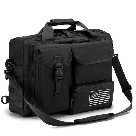 Picture of Stypos Tactical Messenger Bag, 15.6/17.3 Inch Tactical Briefcase for Man Military Laptop Bag Messenger Shoulder Bag (Black)